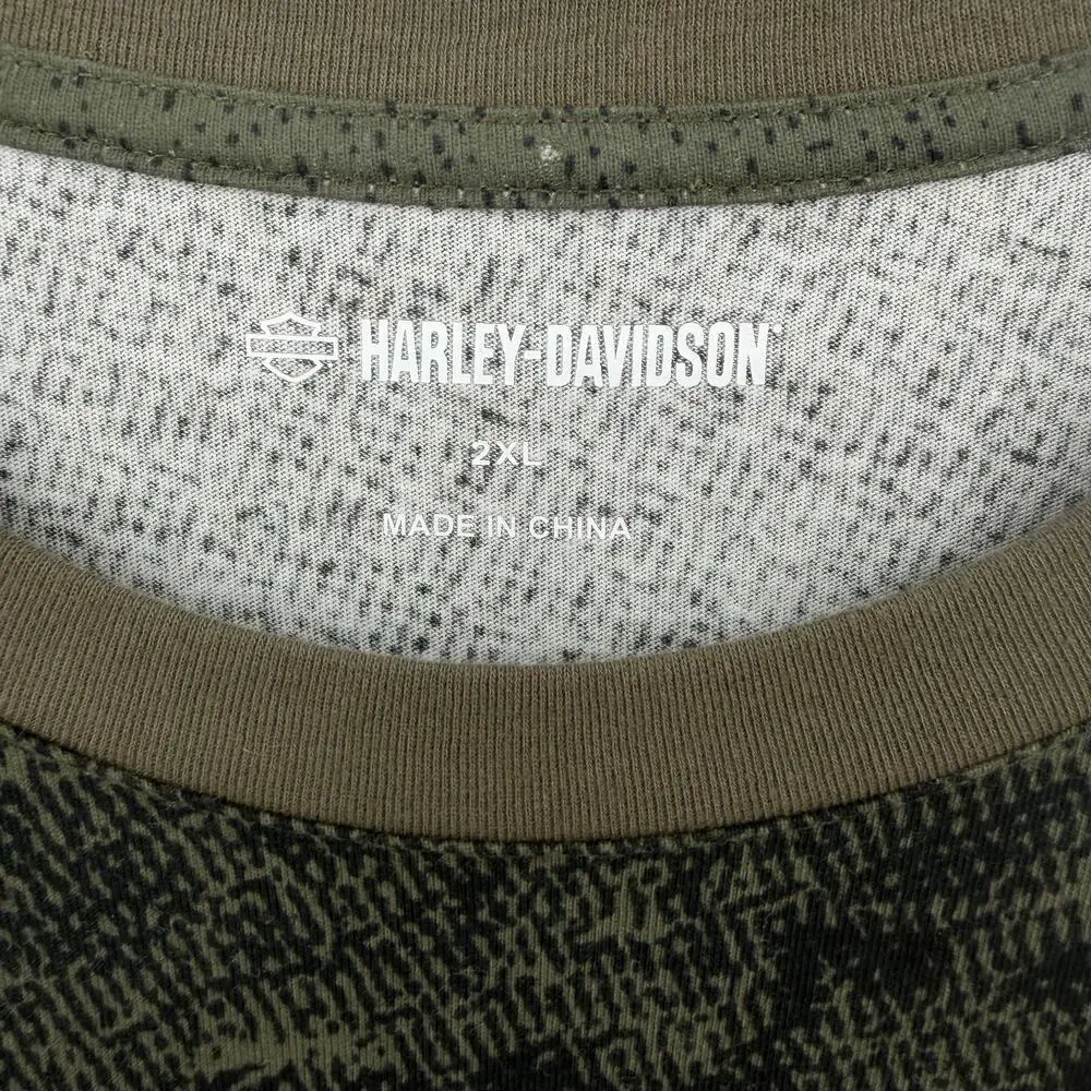 Harley-Davidson Racing Men's Green Black Short Sleeve Graphic Moto Tee Shirt